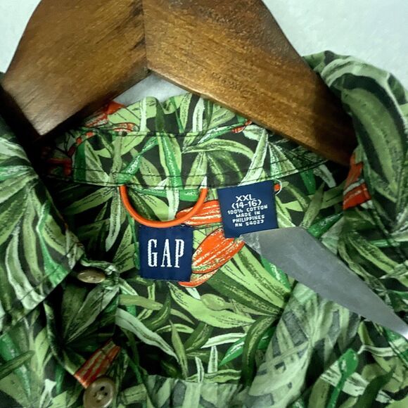 Gap Shirt Tag Size XXL (14-16) Juniors Tropical Bugs Short Sleeve Collared - Picture 3 of 12